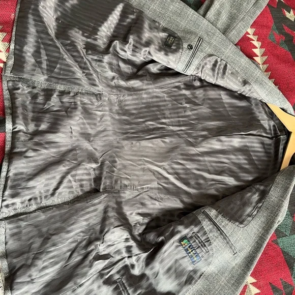 Baroni Menswear Wool 2 Button Gray Checkered Men's Blazer - Picture 12 of 16